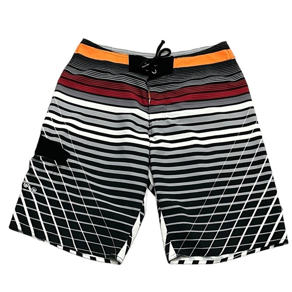 Tony Hawk Other - Tony HAWK Mens Board Shorts Swim Trunks Stripe Black Pattern- 32 Beach Summer